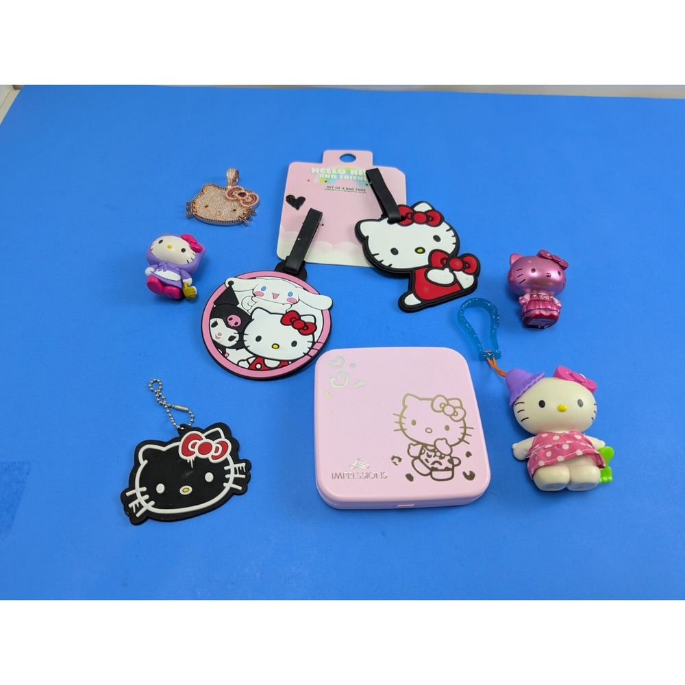 Sanrio Hello Kitty Keychain and Figure Lot Bag Tags Impressions Mirror Pink